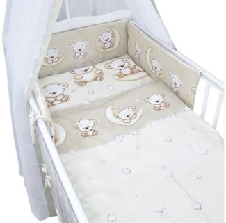 Baby-Delux Babybettwäsche Baby Bettwäsche Set 4-Tlg. Nestchen Chiffonhimmel, Baumwolle, 4 teilig, Bettset für Babybetten 140x70 & 120x60 verschiedene Designs