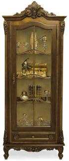 Casa Padrino Luxus Barock Vitrine Braun - Prunkvoller Massivholz Vitrinenschrank mit Glastür und Schublade - Handgefertigte Barock Möbel - Edel & Prunkvoll