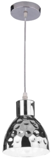 LED Pendelleuchte, Hammerschlag-Optik, Chrom, H 100 cm