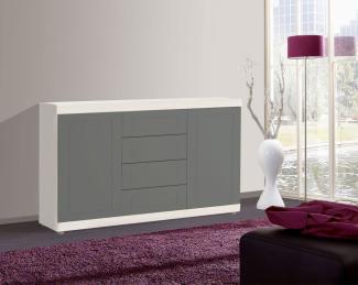 Kommode "Kvantum" Sideboard 152 cm Weiß MDF Dust grey