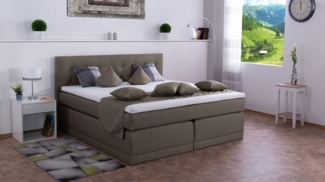 Meisterbetten Boxspringbett John 160x220 in WT-Papyrus, Matratzenbezug Nano, Komfortschaum-Topper