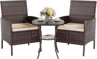 UDPATIO Gartenmöbel Set 3tlg. Lounge Balkonmöbel Polyrattan Terrassenmöbel