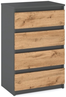 KOSETO Kommode mit 4 Schubladen - 60 cm - für Wohnzimmer und Schlafzimmer, Kratzfeste Oberfläche, Griffloses Design, Pflegeleicht, Modern Design