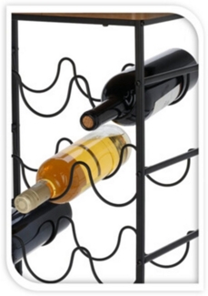 Koopman Weinregal Flaschenregal Weinschrank 12 er Flaschenschrank Braun / Schwarz, 1-tlg, für 12 Flaschen, 60x40x26cm, Schwarze Ablage, Metall, Wohnzimmer