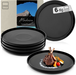SÄNGER Teller Madeira, (6 St), 6 tlg. Speiseteller, Steingut, schwarz, Handmade, VALUE COLLECTION