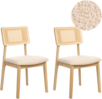 Esszimmerstuhl 2er Set EMBAR Holz Hellbraun