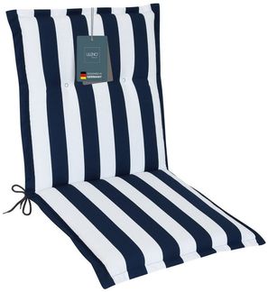 LILENO HOME Polsterauflage Niedriglehner, bequeme Sitzauflage für Gartenstühle, Stuhlkissen, (1 St, 1er Set), Gartenstuhl Auflage in Blockstreifen Blau, Sitzpolster waschbar