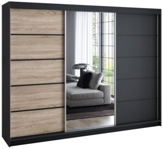 A&J MöbelLand GmbH Schwebetürenschrank VILANO 1 mit 4 Schubladen und Spiegel (TOP ANGEBOT! Geräumiger Schrank mit einer Breite von 200 cm und Spiegel, ideal zur Aufbewahrung von Kleidung und Accessoires. 4 Schubladen und viel Stauraum. TOP PRODUKT! Wäh...