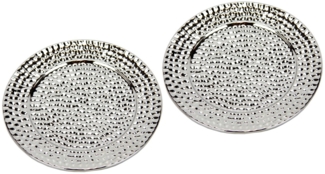 I.GE.A. Dekotablett Keramik-Schale rund (2 St), 2er Set Dekoschale silber Tablett Weihnachtsdeko Deko Advents-Tablett