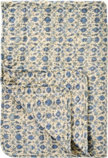 Ib Laursen Decke Quilt Tagesdecke Überwurf 180x130cm Blumen Natur Blau 07941-13
