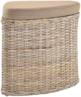 Krines Home Sitztruhe Rattan Sitzhocker mit Stauraum Ecke Badhocker gepolstert mit Deckel, Mit gepolstertem Deckel