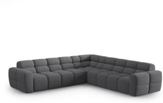 Micadoni Symmetrisches Ecksofa Lisa 5-Sitzer Strukturierter Stoff Grau