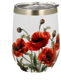 DUO Thermobecher CLASSIC POPPIES, 330 ml, Edelstahl, inkl. transparentem Kunststoffdeckel