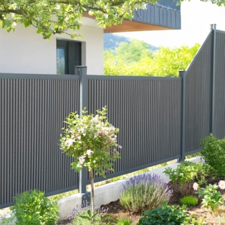 HOME DELUXE WPC Sichtschutzzaun CALLADO PREMIUM 3 x Element + 4 x Pfosten - Höhe: 115 cm