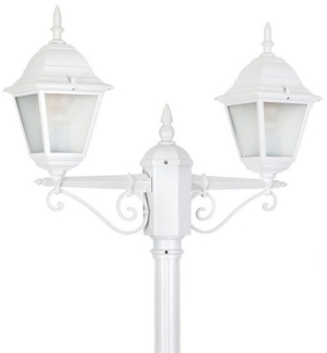 hofstein Außen-Stehlampe moderne Wegeleuchte aus Metall/Glas in Weiß/Milchglas, ohne Leuchtmittel, Kandelaber, Gartenbeleuchtung IP44, 2x E27, ohne Leuchtmittel