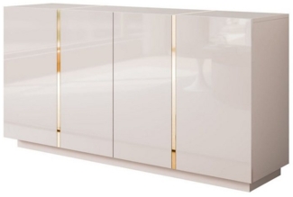 ALLHOUSE24 Kommode DIAMANT GOLD Hochglanz 158 cm Sideboard weiß, schwarz oder kaschmir, Breite 158 cm