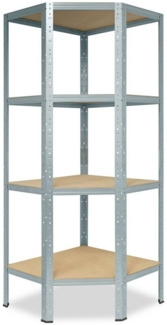 shelfplaza HOME 155x60x30 cm Eckregal in grau-verzinkt mit 4 Böden und 175 kg Traglast pro Boden