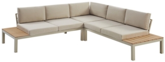 riess-ambiente Sitzgruppe MIAMI LOUNGE 240cm champagner greige · wetterfeste Gartenmöbel, (Einzelartikel, 1-tlg), Aluminium · Outdoor-Loungemöbel für Terrasse & Balkon · inkl. Kissen
