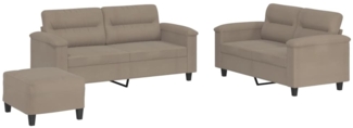 vidaXL 3-tlg. Sofagarnitur mit Kissen Taupe Mikrofasergewebe 3202320