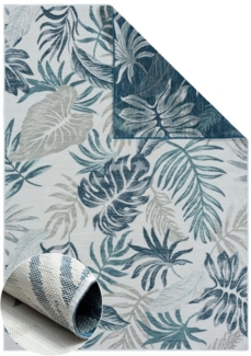 Wohnando Teppich MY-RUG Wendbarer Outdoor-Teppich "Malik" 170x120 cm, blau, rechteckig, Höhe: 6 mm, florales Design, wendbar, für drinnen und draußen