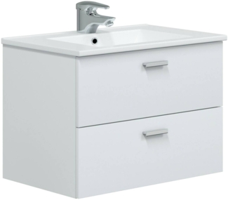 Dmora Badezimmermöbel Tico, Badezimmerschrank, Mehrzweckschrank, Hängeschrank mit Spiegel, 70x45 h50 cm, Glänzendes Weiß