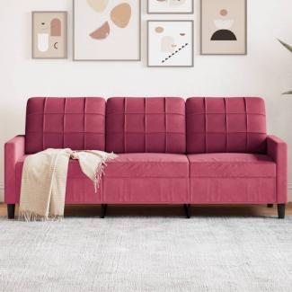 vidaXL 3-Sitzer-Sofa Weinrot 180 cm Samt 4007638