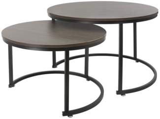 ML-DESIGN Couchtisch Beistelltisch in 2 Größen MDF-Platte mit Metallrahmen Satztische, Sofatisch Kaffeetisch Wohntimmertische Set Ø 59x40 / 74x48 cm
