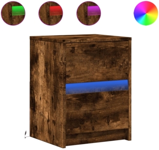 vidaXL Nachttische mit LED-Leuchten 2 Stk. Räuchereiche Holzwerkstoff 852042