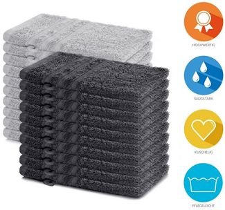 Lavea Waschhandschuh 20er Set Waschhandschuhe, 15 x 21 cm, Elena-Frottierserie, Waschlappen, (20-St), 500 g/m² Frottier, weich & saugstark, pflegeleicht