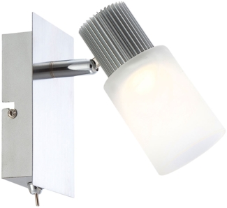 LED Wandleuchte, Nickel, Alabaster, Spot beweglich, L 15,5 cm