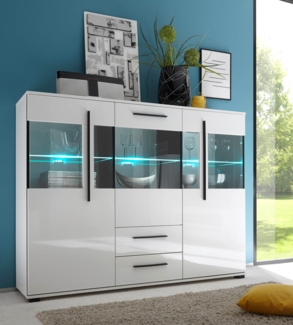 Highboard Anrichte Cantara mit LED-Beleuchtung 3-türig 160cm weiß