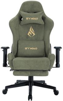 symino Gaming-Stuhl Premium Alcantara Stoff, ergonomischer, verstellbarer Drehstuhl mit Fußstütze, MP Pro, Grün