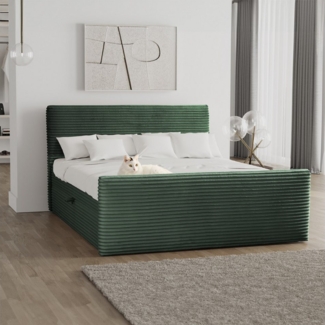 Kaiser Möbel Boxspringbett Trento mit Bettkasten, Topper und Bonellmatratze, VELO Stoff (Komplett-Set (Bettgestell, Matratze, Topper), mit Topper mit Bettkasten antibakterieller Bezug einfache Montage