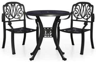 vidaXL 3-tlg. Bistro-Set Aluminiumguss Schwarz 3070572