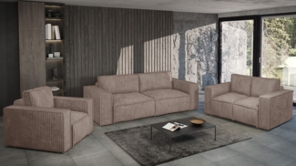Sofaset Designersofa VAJANA 3-2-1 Stoff Tilia Beige