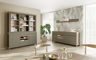 Home affaire Wohnwand Stranda, moderne Anbauwand, Komplettset im Scandi-Style, (2-St), enthält Sideboard und Buffet, ausreichend Stauraum