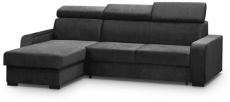 MOEBLO Ecksofa CAMILLE, Konstruktion aus Massivholz und Laminatplatte, mit Schlaffunktion, Bettkasten und verstellbaren Kopfstützen – Universell einsetzbares L-förmiges Sofa, Eckcouch Wohnlandschaft Sofa mit Ottomane Eckgarnitur Polsterecke, -(BxHxT):2...