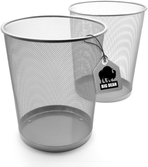 BigDean 2 Stück Papierkorb Mülleimer Büro silber 20L Draht – vielseitiger Mülleimer