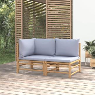 vidaXL 2-tlg. Garten-Lounge-Set Hellgraue Kissen Bambus 362276