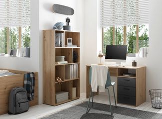 Jugendzimmer Liam in Artisan Eiche und Graphit 4 teiliges Kinderzimmer Komplett Set