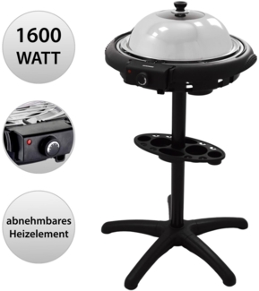 Swiloga Rundgrill mit Deckel, Stand-Elektrogrill mit Standfuß, BBQ-Grill