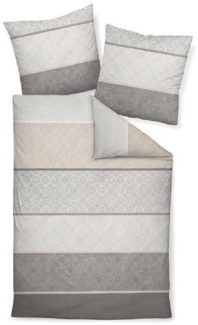 Janine Feinbiber Bettwäsche 2 teilig Bettbezug 135x200 cm Kopfkissenbezug 80x80 cm Davos 65016-08 silber sand