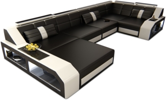 Sofa Dreams 'Arezzo U' Wohnlandschaft, 86 x 198 x 371 cm, Schwarz / Weiß, Kunstleder, Links