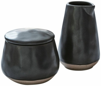 Mirabeau Geschirr-Set Zuckerdose und Milchkännchen Biarré schwarz, Steinzeug