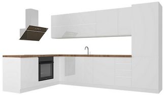 ROYAL24_MARKT Winkelküche K54-G330 R - Aspen - Praktisches und innovatives Eckdesign, (Komplett Set), Zeitlos - Exklusiv - Top Qualität.