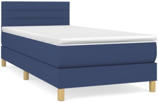 vidaXL Boxspringbett mit Matratze Blau 90x200 cm Stoff 3140671