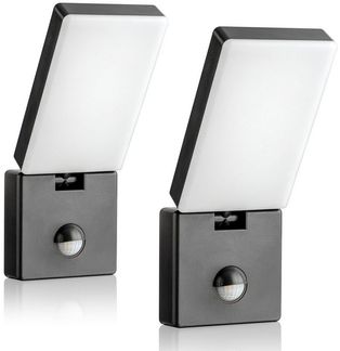 SEBSON Außen-Wandleuchte 2x LED Außenleuchte Bewegungsmelder 9m/140° IP65 15W kaltweiß, Kaltweiß, Bewegungsmelder programmierbar