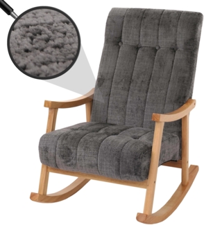 Schaukelstuhl HWC-K10, Relaxsessel, Holz FSC® Stoff/Textil Chenille (465g/m²) ~ dunkelgrau, Gestell natur