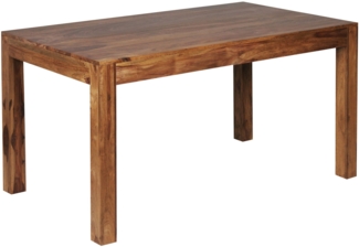 Esszimmertisch MUMBAI 160 x 80 x 76 cm Sheesham Massivholz Esstisch Zeitlos, Küchentisch Rechteckig, Holztisch Esszimmer Schlicht, Großer Speisetisch Holz