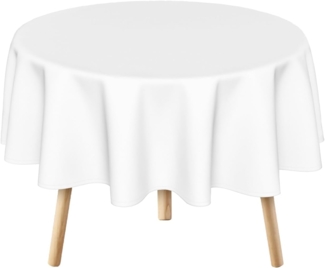 Tischdecke Rund 178 cm Weiß, Flecken- & Knitterfrei, Waschbar Polyester, Deko für Party, Hochzeit, Dinner